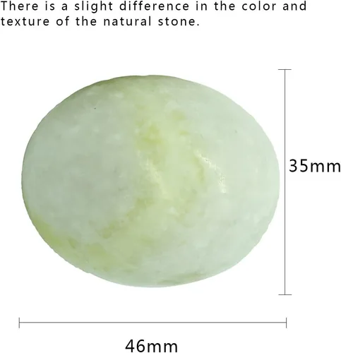 Miniatura 2 de BRABUD Bolas de estrés de ejercicio chino ovaladas de mármol Baoding en piedra natural Craft Collection BS174 (verde claro)