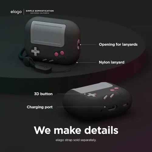 Miniatura 4 de elago AW5 - Funda compatible con AirPods Pro de 2ª generación (2022), diseño clásico de consola de juegos portátil compatible con AirPods Pro 2