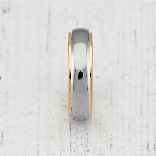 Miniatura 3 de 100S JEWELRY Anillos de tungsteno personalizados grabados de 0.39 pulgadas para hombres y mujeres, anillo de boda de dos tonos dorados y plateados