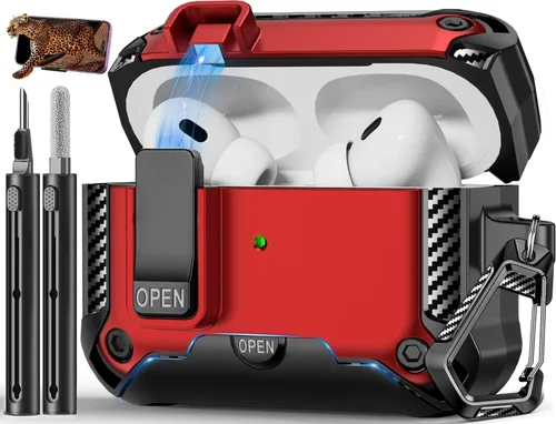 Miniatura 10 de Funda para AirPods Pro de 2 generación con soporte para teléfono, diseño de interruptor automático de protección completa contra caídas con kit