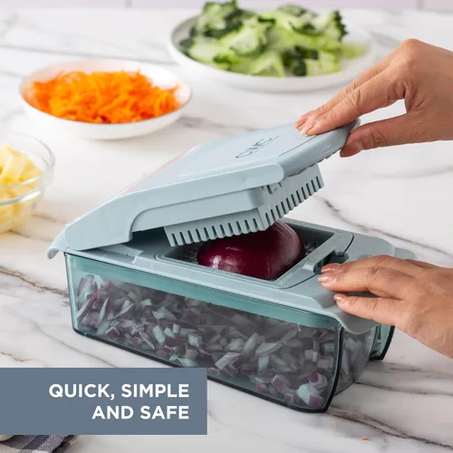 Miniatura 2 de Cook with Color Picador de verduras – Multifuncional 11 en 1 picador de verduras con recipiente – Picador de alimentos para picar, picar, rebanar