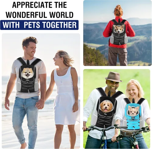 Miniatura 7 de Pawaboo Mochila transportadora para perros y mascotas, transportador frontal de viaje para cachorros perros pequeños, medianos y gatos, mochila