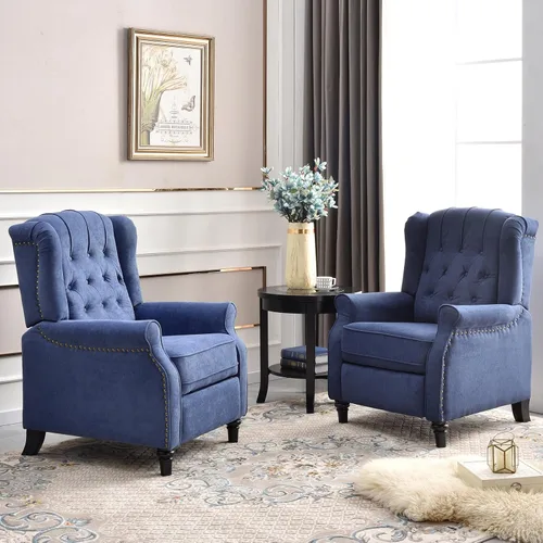 Miniatura 9 de EBELLO Silla reclinable con respaldo, sillón de tela con respaldo y decoración de remaches, sillón acentuado de estilo mitad de siglo con respaldo