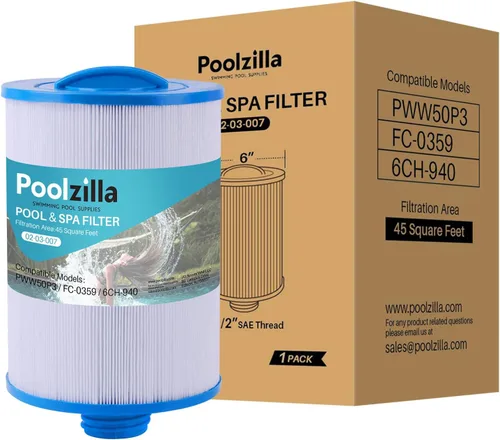 Poolzilla Paquete de 1 repuesto para filtro de spa PWW50P3 (rosca gruesa de 1 1/2 pulgadas), Unicel 6CH-940, 817-0050, Filbur FC-0359, 25252,