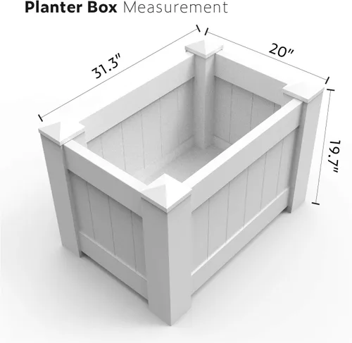 Miniatura 3 de ECOOPTS Jardinera elevada de vinilo para cama de jardín de 31 x 20 x 20 pulgadas para verduras, flores, hierbas, suculentas, exteriores e