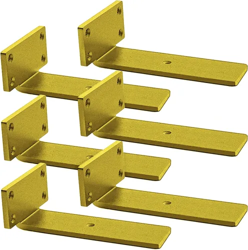 Miniatura 12 de Soportes de estante flotante resistentes - Soportes de L de metal negro industrial de 1/5 pulgada de espesor, soportes de estante de acero sólido