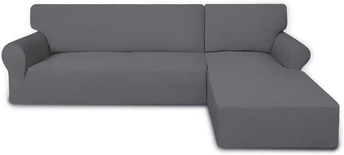 Miniatura 16 de PureFit - Fundas superelásticas para sofá modular en L, 2 fundas de elastano antideslizantes con borde elástico, ideal para niños y mascotas