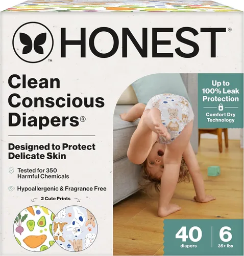 Miniatura 18 de The Honest Company Clean Conscious - Pañales para pieles delicadas, hasta un 100% a prueba de fugas, hipoalergénicos, sin fragancia, género neutro