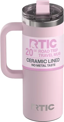 Miniatura 30 de RTIC - Taza de viaje para viajes de 16oz con tapa y asa, forrada en cerámica, aislada, de acero inoxidable, metálica, de doble pared con aislamiento