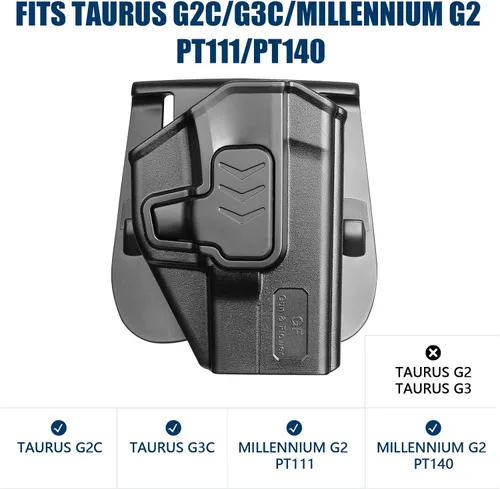 Miniatura 2 de GUN & FLOWER Paddle OWB Holster for Glock 17/19, Taurus G2C/G3C, 1911 5" No Rail, with Molle Adapter, Index Finger Release, 360° Adjustable Paddle