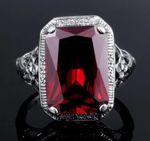 Miniatura 4 de Anillo elegante de plata de ley 925 con enorme tanzanita natural de 3.5 quilates y rubí, para mujer, para boda, compromiso, talla 6-10