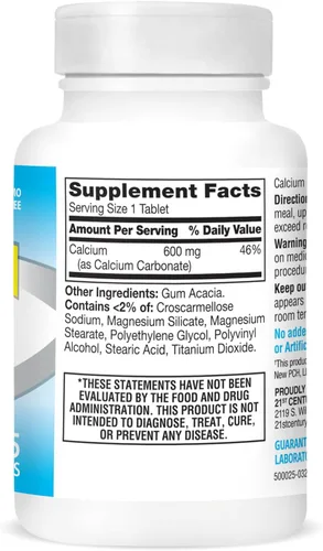 Miniatura 7 de 21st Century Suplemento de calcio, 600 mg, 75