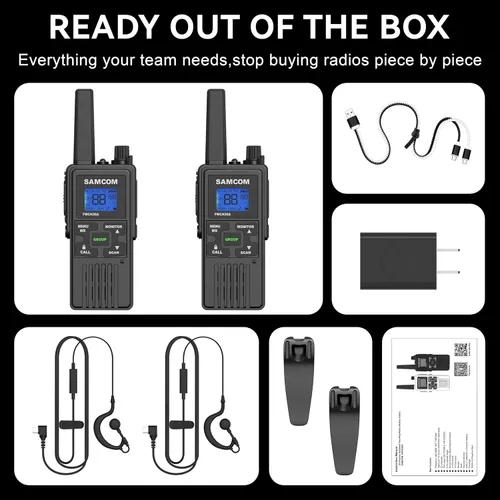 Miniatura 9 de SAMCOM FRS - Radios bidireccionales, sin licencia, llamada de grupo familiar, radio de 2 vías FCC‑certified UHF Two Way Radios 22 Channels with