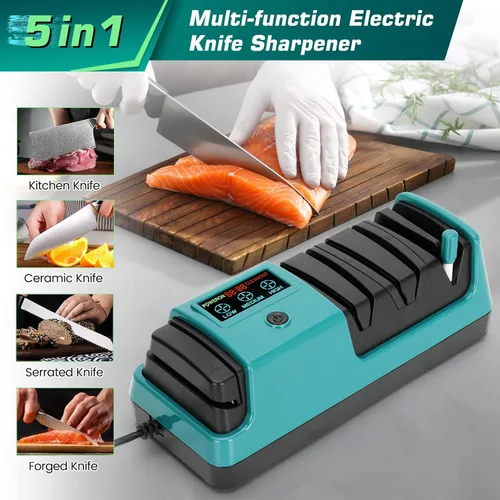 Miniatura 3 de Afilador de cuchillos eléctrico con pantalla LCD para cuchillos de carne rectos, dentados, cuchillos y tijeras de cerámica, afilador de cuchillos