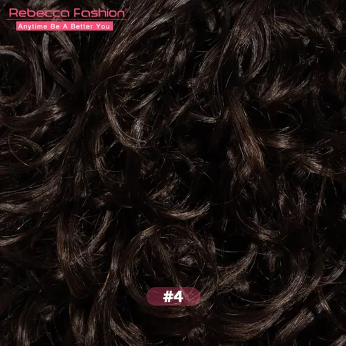 Miniatura 7 de Rebecca Fashion Pelucas de cabello humano rizado corto para mujeres negras, parte lateral, linda peluca rizada estilo Bob, brasileña Remy, sin