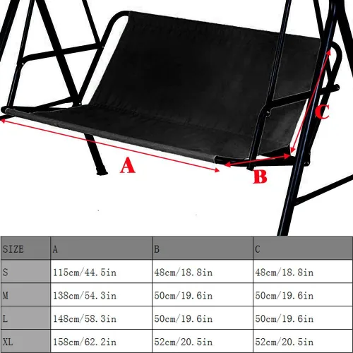 Miniatura 3 de Funda para Silla Columpio Funda de Repuesto para Banco, 600D Impermeable Fundas de Asiento de Silla Mecedora para Patio Exterior Jardín Silla Negro
