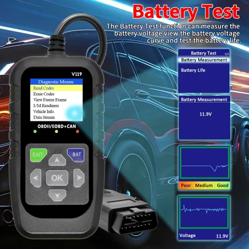 Miniatura 6 de Herramienta de diagnóstico OBD2 para coche, lector de código, probador de voltaje, código de falla de la luz de motor, OBD2/EOBD para vehículos