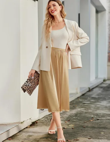 Miniatura 9 de Avidlove, ropa interior, enaguas satinada larga, Snip-it Half Slip, con encaje, lencería para mujer