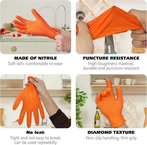 Miniatura 3 de General Medi Guantes industriales de nitrilo con textura de diamante elevado, 100 unidades de grosor (XL)