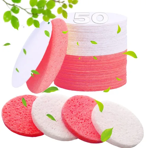 METUUTER 50 esponjas faciales comprimidas para esteticistas, esponja facial de celulosa 100% natural, esponjas cosméticas profesionales de spa para