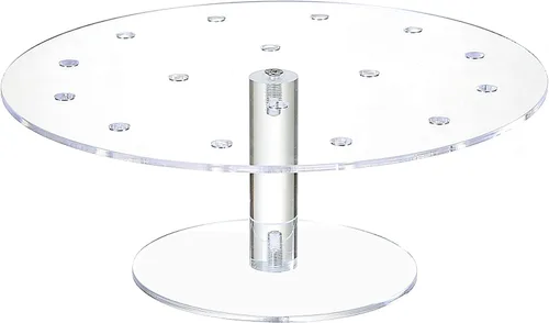 Soporte redondo transparente de acrílico con 16 agujeros para tartas, fiestas, bodas, panaderías (9.44 pulgadas de diámetro)