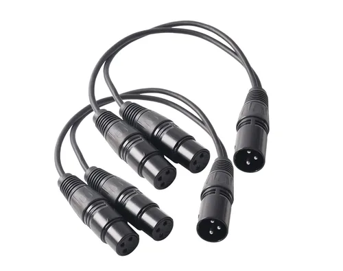 Miniatura 5 de XLR Splitter - Cable de conexión equilibrado en Y de 3 pines hembra a macho dual - 1 pie 2 unidades F_2M US