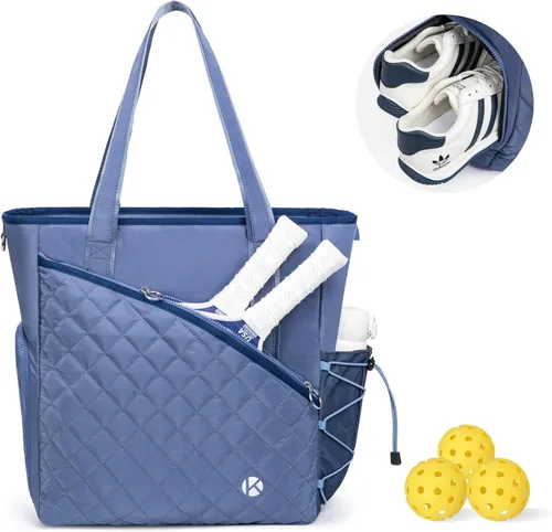 Miniatura 10 de Bolsa de pickleball para mujer con gancho para cerca, bolsa acolchada de pickleball con capacidad para 3-4 paletas con compartimento para zapatos