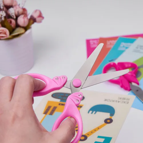 Miniatura 5 de PINK - Tijeras de seguridad con punta roma para niños, edades de 5 a 8 y 8 a 10 años para niñas Rosa