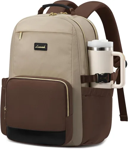 Miniatura 37 de LOVEVOOK Mochila para laptop para mujer con bolsillo para taza de gran capacidad, bolsa de computadora portátil de 15.6 pulgadas, mochila de viaje