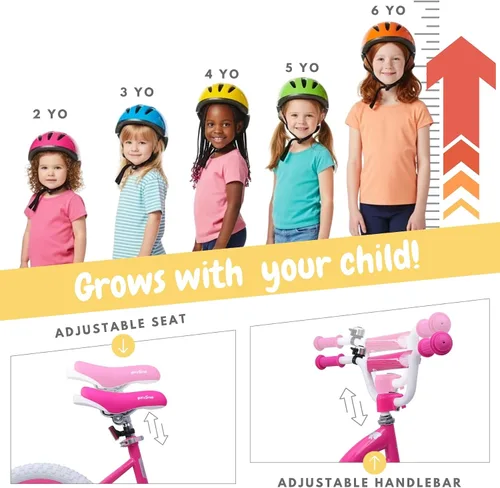 Miniatura 2 de Bicystar - Bicicleta para niñas de 12, 14, 16 pulgadas para bebés de 2 a 5 años, bicicleta infantil princesa con ruedas de entrenamiento, cuadro