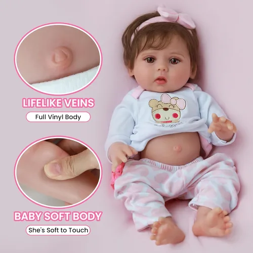 Miniatura 4 de Kaydora Muñecas Reborn Realistas de Bebé - Muñeca de bebé de silicona de 18 pulgadas, muñecas de vida real con cuerpo completo de vinilo, muñeca