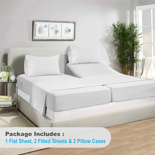Miniatura 4 de LANE LINEN - Sábanas King divididas 100% algodón egipcio suaves y cómodas para camas ajustables, gruesas, calidad de hotel, costuras reforzadas