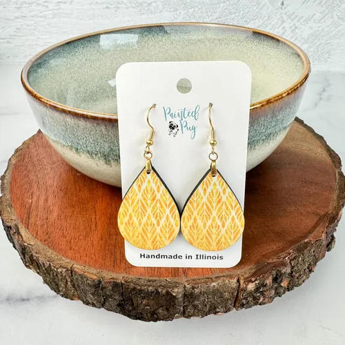 Miniatura 75 de Dangle Earrings for Women Colorful Dangling Drop Statement Jewelry Printed MDF Wood Teardrop Double Side Print Handmade by The Painted Pug