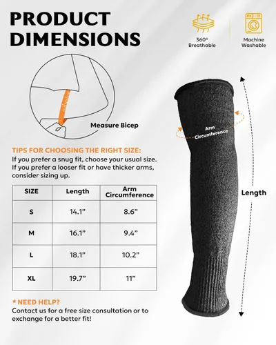 Miniatura 4 de Evridwear Mangas protectoras para brazos resistentes a los cortes, mangas de agricultores para hombres para trabajo, jardinería, agricultura, Negro