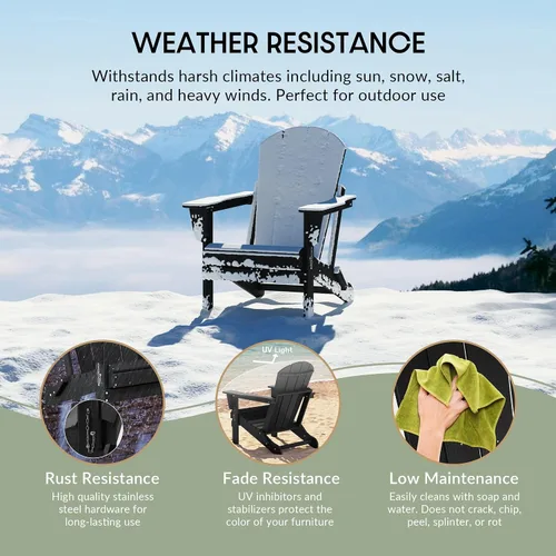 Miniatura 5 de WestinTrends Malibu HDPE - Silla plegable Adirondack de polietileno para exteriores, color negro
