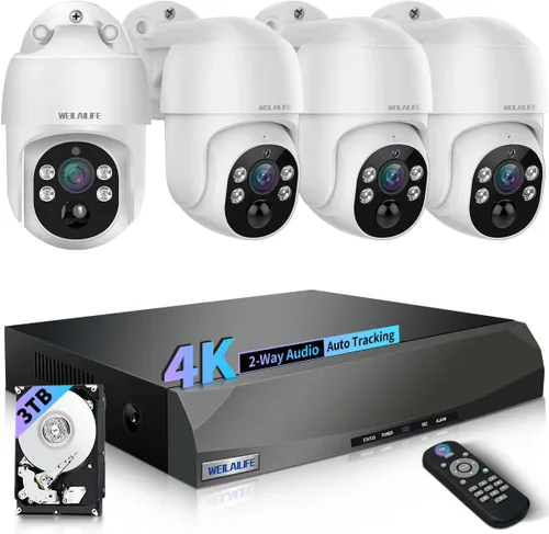 【Almacenamiento de 90 días y 4K Ultra HD】 Sistema de cámara de seguridad con cable, cámaras de seguridad POE para exteriores, sistema de cámara IP,