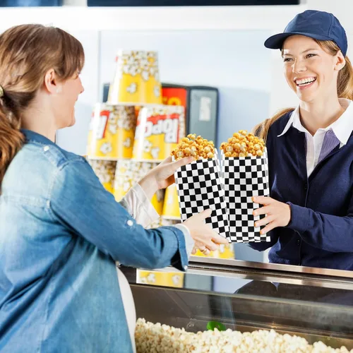 Miniatura 5 de 100 bolsas de papel para palomitas de maíz, para porciones individuales, pequeñas bolsas de palomitas de maíz desechables para fiestas, aperitivos