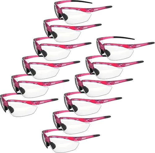JORESTECH Anteojos de seguridad, ANSI Z87+ gafas de seguridad policarbonatadas resistentes a los impactos para protección ocular, paquete de 12 Rosa