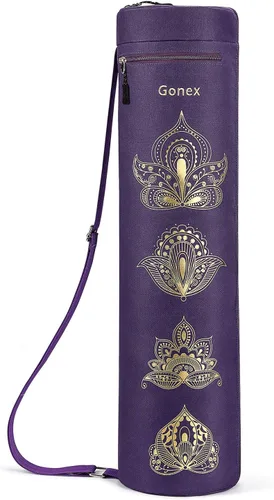 Gonex Bolsa para esterilla de yoga, soporte para esterilla de yoga con cremallera completa, bolsa de transporte para mujeres y hombres con 2 Púrpura
