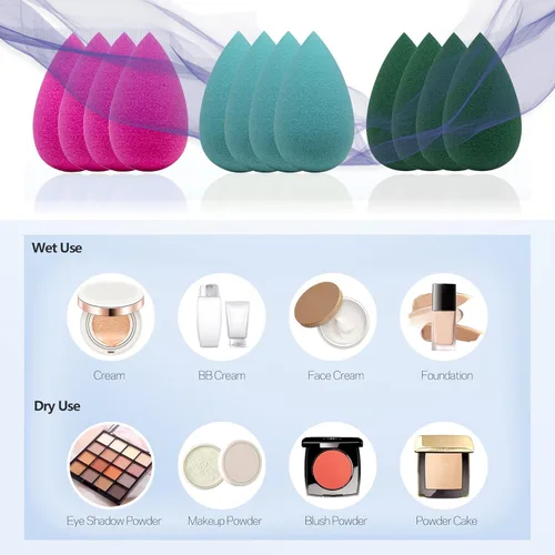 Miniatura 4 de Mini esponja de maquillaje de copos de nieve para aplicación detallada alrededor de los ojos y otras áreas, 12 unidades, sin látex, pequeñas Rojo