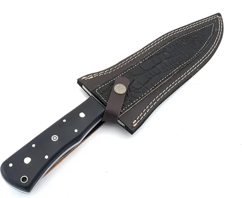 Miniatura 7 de Nooraki - Cuchillo de caza de espiga completa hecho a mano de 15 pulgadas con funda de cuero, cuchillo Bowie multiusos con mango de micarta