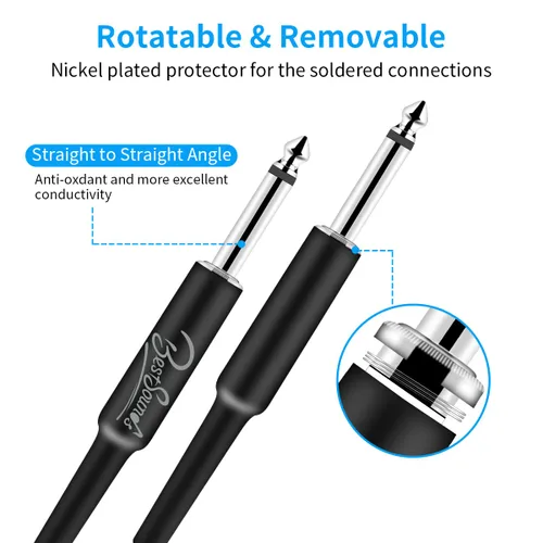 Miniatura 4 de BestSounds Cable de guitarra eléctrica de 10 pies, cable de instrumento para bajo, guitarra, amplificador de bajo, amplificador de bajo, cable