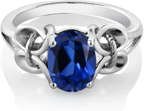 Miniatura 80 de Gem Stone King Anillo de compromiso ovalado con piedra natal para mujer, plata de ley 925, ovalado de 0.354 x 0.276 in, anillo de compromiso