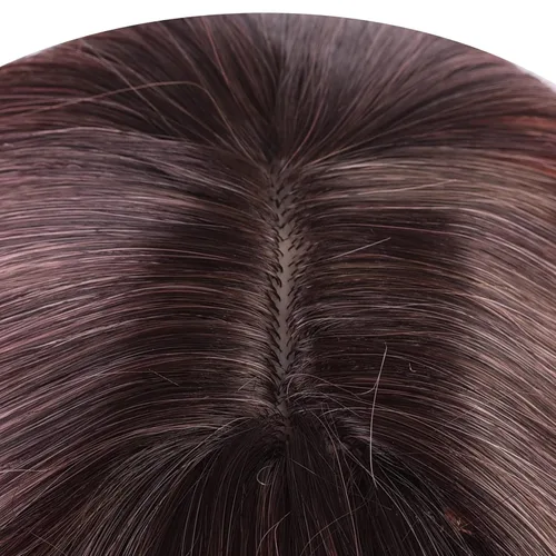 Miniatura 5 de morvally Peluca larga ondulada con flequillo para mujer, cabello sintético moreno, resistente al calor, aspecto natural para uso diario