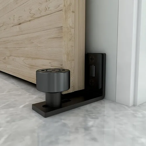 Miniatura 2 de CCJH Paquete de 2 guías de piso para puerta corrediza de granero, guía de rodillo ajustable montada