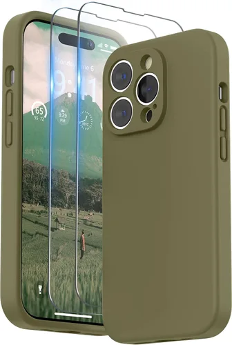 Miniatura 25 de SURPHY Funda diseñada para iPhone 14 Pro con protector de pantalla, (protección de cámara y forro de microfibra suave), funda de silicona líquida