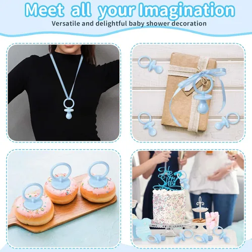 Miniatura 4 de 36 chupones de plástico para juego de baby shower, chupetes de baby shower de 2.75 pulgadas, chupetes azules para decoración de baby shower