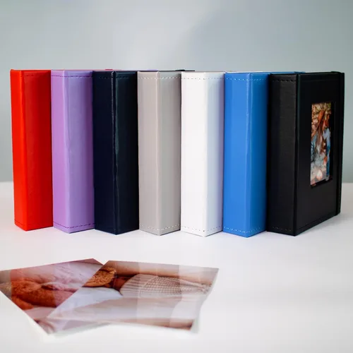 Miniatura 6 de Álbum de fotos pequeño de 4 x 6 pulgadas, paquete de 2 libros de fotos de cuero, cada mini álbum de 26 páginas tiene capacidad para 52 fotos, Rojo