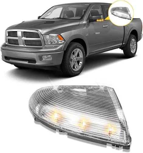 Miniatura 7 de Espejo lateral LED intermitente, luz de charco para conductor y pasajero, lente transparente para 68064948AA 68064949AA compatible con Dodge Ram