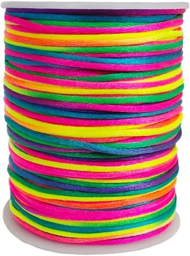 Miniatura 65 de 2.0 mm x 110 yardas de cordón de satén de nailon para abalorios, hilo trenzado para nudos chinos, rattail, macramé, pulseras, collares, fabricación